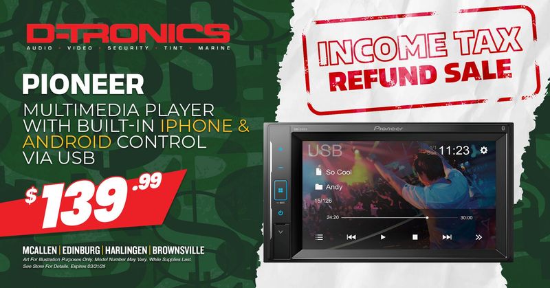 PIONEER - MULTIMEDIA PLAYER WITH BUILT-IN IPHONE & ANDROID CONTROL VIA USB