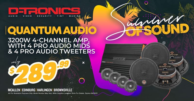 QUANTUM AUDIO - 3200W 4-CHANNEL AMP, WITH 4 PRO AUDIO MIDS & 4 PRO AUDIO TWEETERS