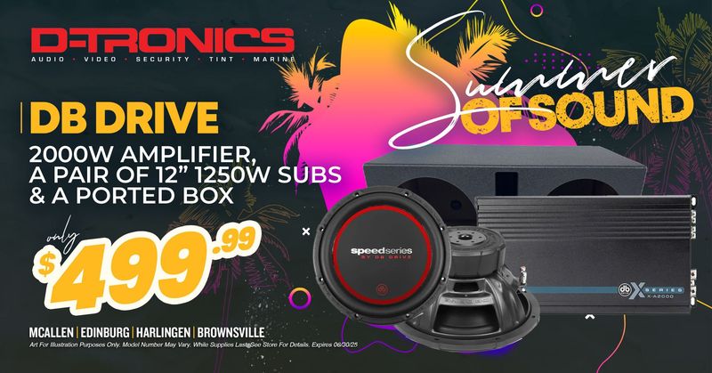 DB DRIVE - 2000W AMPLIFIER, A PAIR OF 12" 1250W SUBS & A PORTED BOX