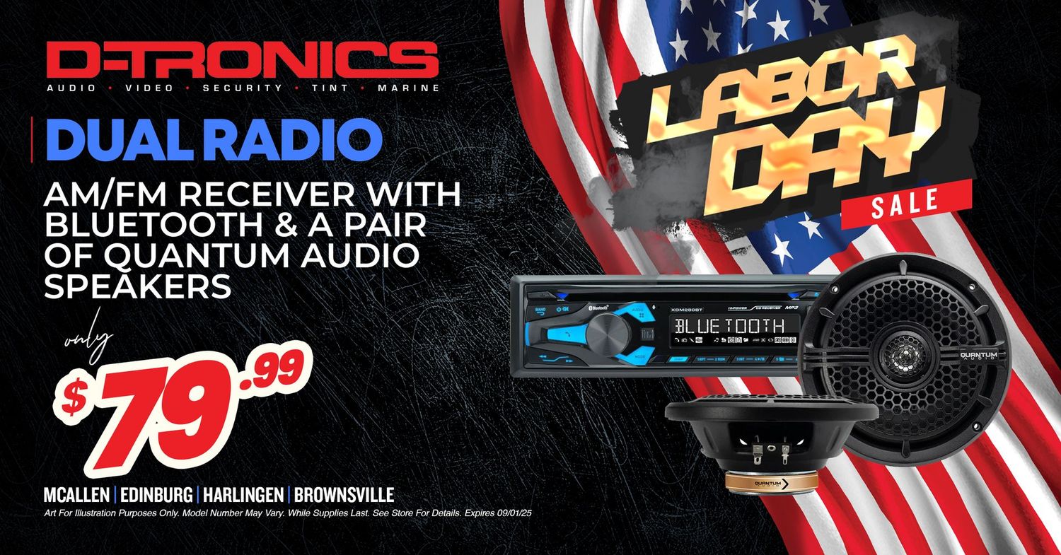 DUAL RADIO - AM/FM RECEIVER WITH BLUETOOTH AND A PAIR OF QUANTUM AUDIO SPEAKERS