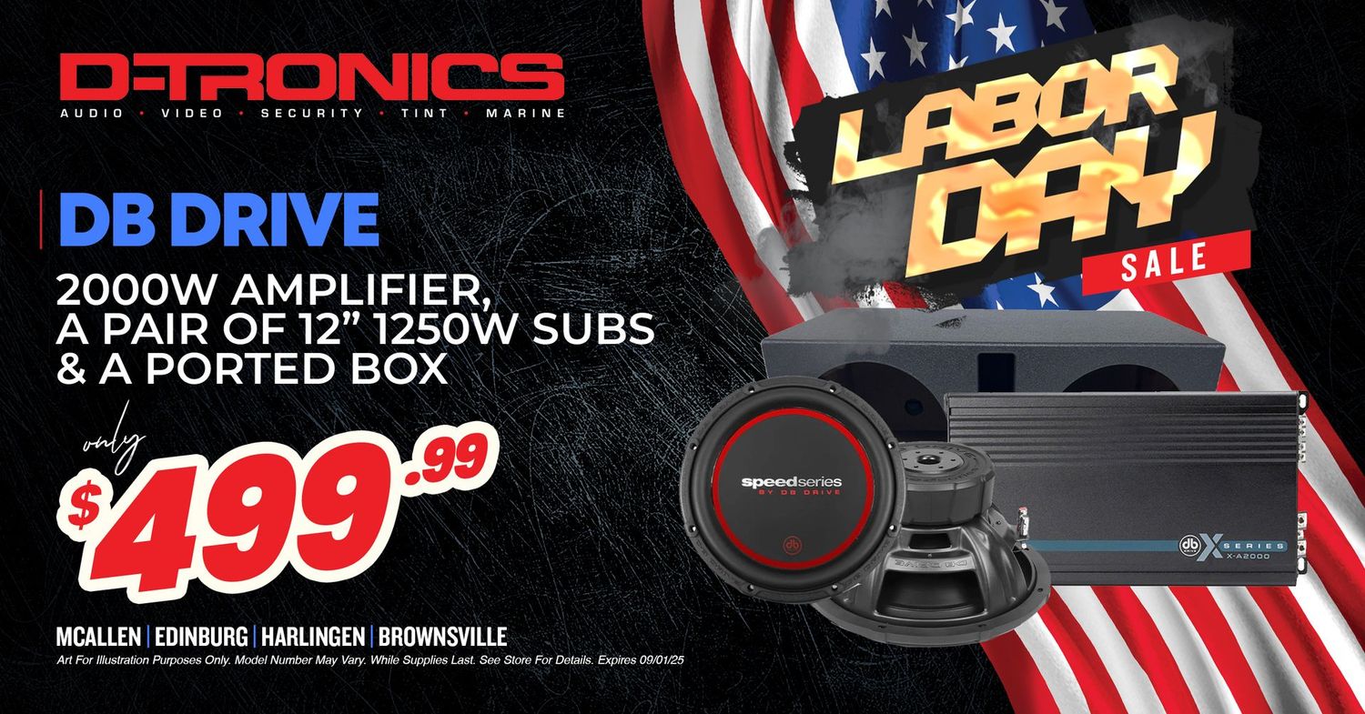 DB DRIVE - 2000W AMPLIFIER, A PAIR OF 12" 1250W SUBS & A PORTED BOX