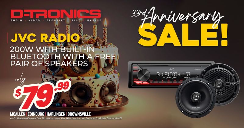 JVC RADIO - 200W WITH BUILT IN BLUETOOTH WITH A FREE PAIR OF SPEAKERS