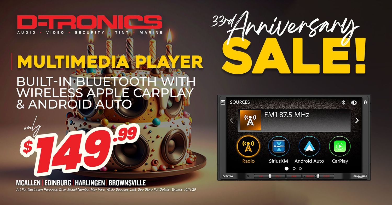MULTIMEDIA PLAYER -  BUILT-IN BLUETOOTH WITH WIRELESS APPLE CARPLAY AND ANDROID AUTO