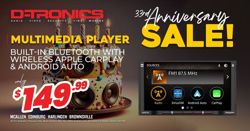 MULTIMEDIA PLAYER -  BUILT-IN BLUETOOTH WITH WIRELESS APPLE CARPLAY AND ANDROID AUTO