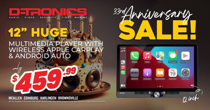 12" HUGE  - MULTIMEDIA PLAYER WITH WIRELESS CARPLAY AND ANDROID AUTO