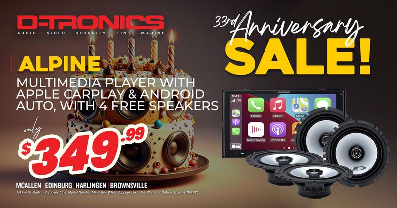 ALPINE - MULTIMEDIA PLAYER WITH APPLE CARPLAY AND ANDROID AUTO, WITH 4 FREE SPEAKERS