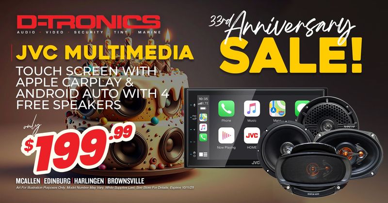 JVC MULTIMEDIA PLAYER - TOUCH SCREEN WITH APPLE CARPLAY AND ANDROID AUTO  WITH FREE FRONT AND REAR SPEAKERS