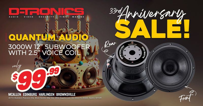 QUANTUM AUDIO - 3000W 12" SUBWOOFER WITH 2.5" VOICE COIL