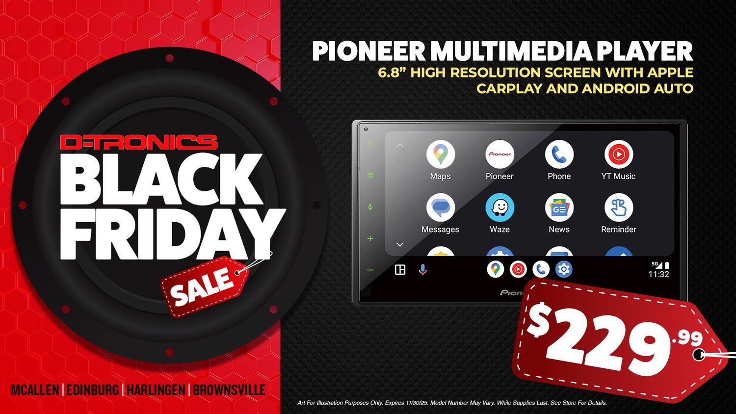 PIONEER MULTIMEDIA PLAYER - 6.8" HIGH RESOLUTION SCREEN WITH APPLE CARPLAY AND ANDROID AUTO