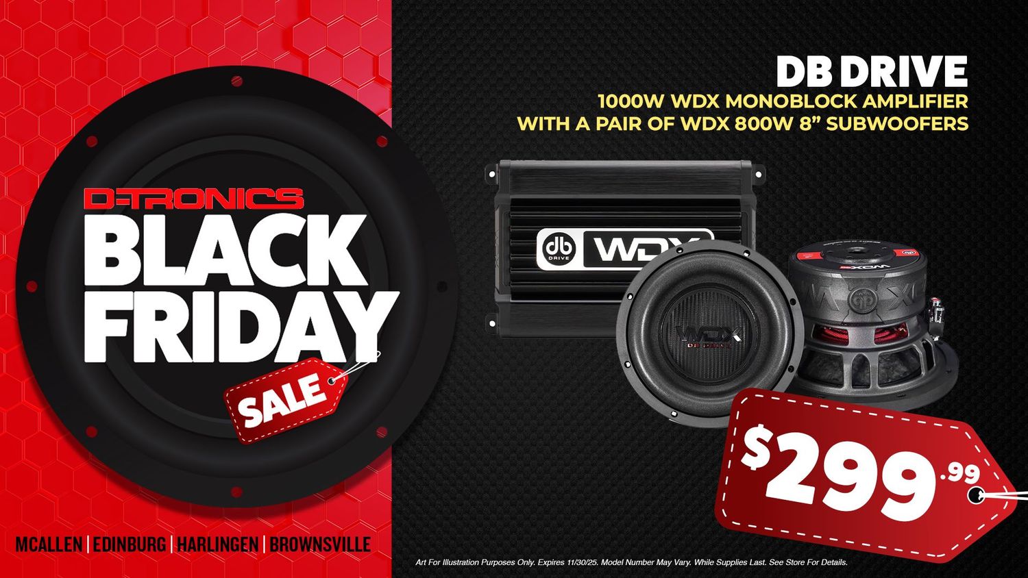 DB DRIVE - 1000W WDX MONOBLOCK AMPLIFIER WITH A PAIR OF WDX 800W 8" SUBWOOFERS