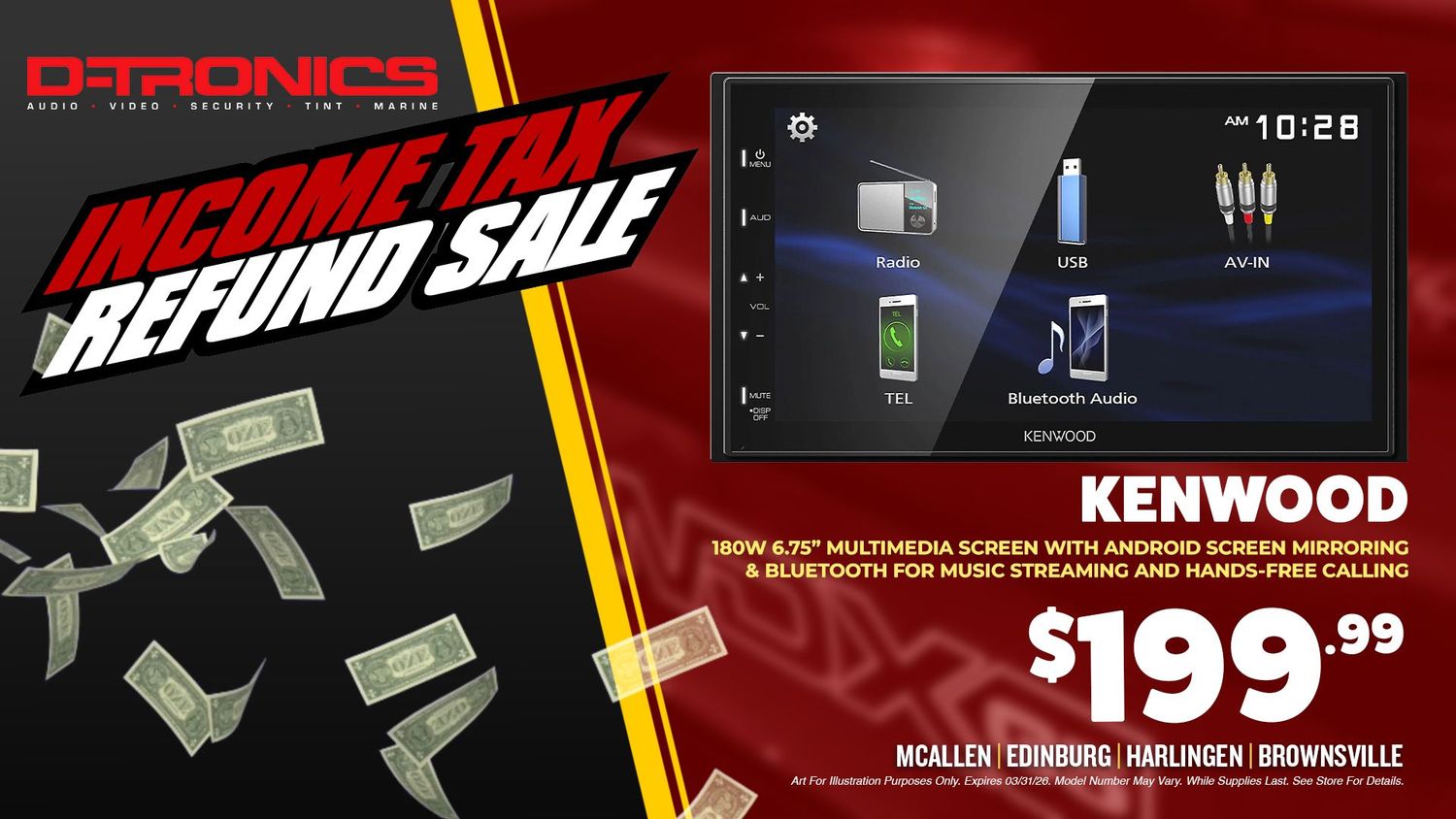 KENWOOD - 180W 6.75 KENWOOD - 180W 6.75" MULTIMEDIA SCREEN WITH ANDROID SCREEN MIRRORING & BLUETOOTH FOR MUSIC SCREAMING AND HANDS-FREE CALLING