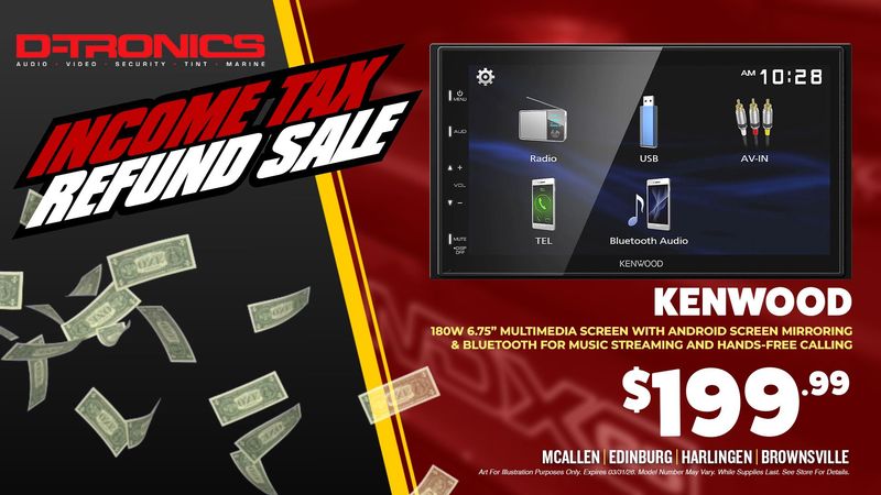 KENWOOD - 180W 6.75" MULTIMEDIA SCREEN WITH ANDROID SCREEN MIRRORING & BLUETOOTH FOR MUSIC SCREAMING AND HANDS-FREE CALLING