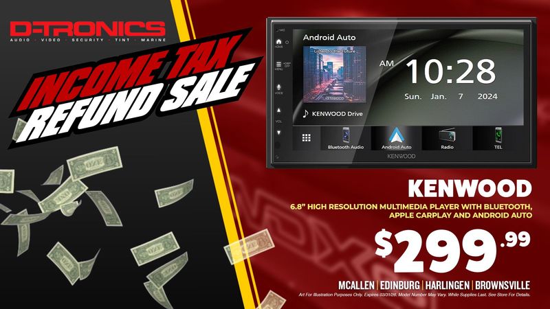 KENWOOD - 6.8" HIGH RESOLUTION MULTIMEDIA PLAYER WITH BLUETOOTH, APPLE CARPLAY AND ANDROID AUTO