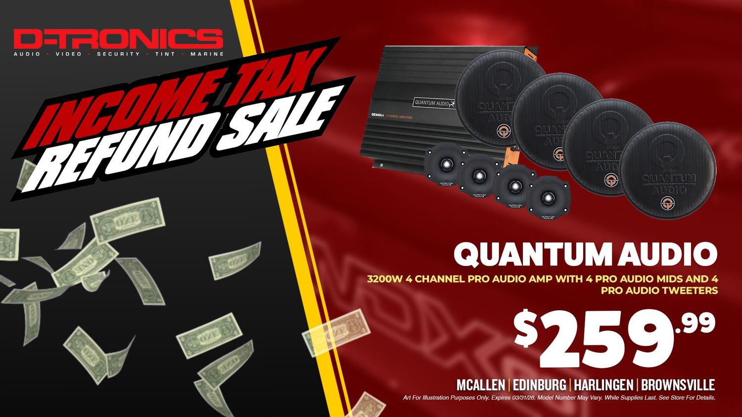 QUANTUM AUDIO - 3200W 4 CHANNEL PRO AUDIO AMP WITH 4 PRO AUDIO MIDS AND 4 PRO AUDIO TWEETERS