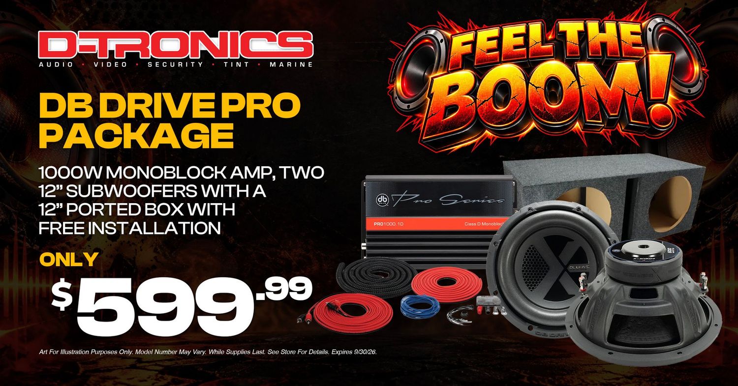 DB DRIVE PRO PACKAGE - 1000W MONOBLOCK AMP, TWO 12" SUBWOOFERS WITH A 12" PORTED BOX WITH FREE INSTALLATION