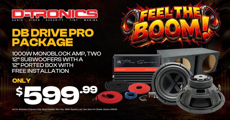 DB DRIVE PRO PACKAGE - 1000W MONOBLOCK AMP, TWO 12" SUBWOOFERS WITH A 12" PORTED BOX WITH FREE INSTALLATION
