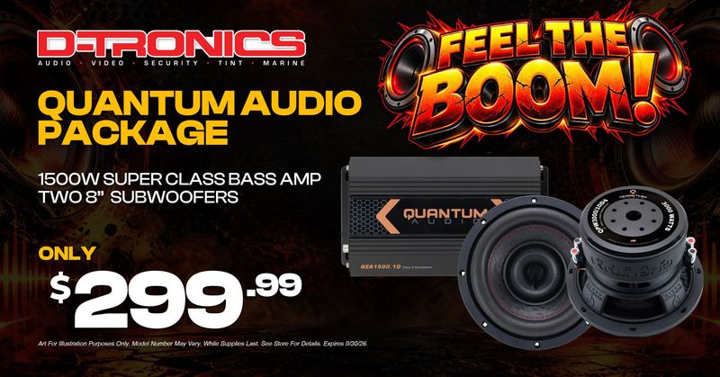 QUANTUM AUDIO PACKAGE - 1500W SUPER CLASS BASS AMP WITH TWO 8" SUBWOOFERS