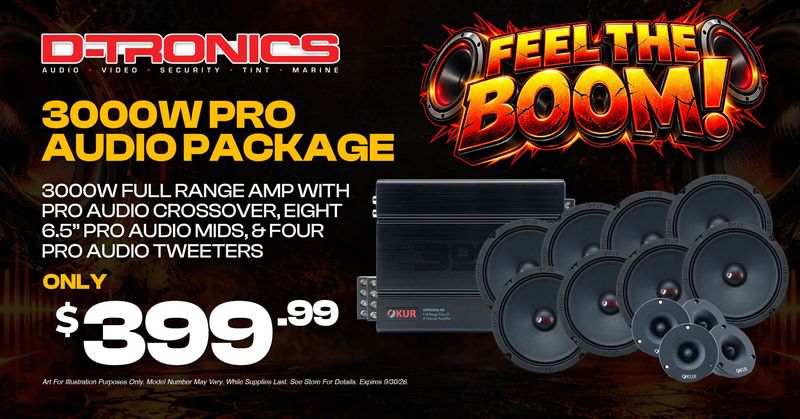 3000W PRO AUDIO PACKAGE - 3000W FULL RANGE AMP WITH PRO AUDIO CROSSOVER, EIGHT 6.5" PRO AUDIO MIDS, AND FOUR PRO AUDIO TWEETERS