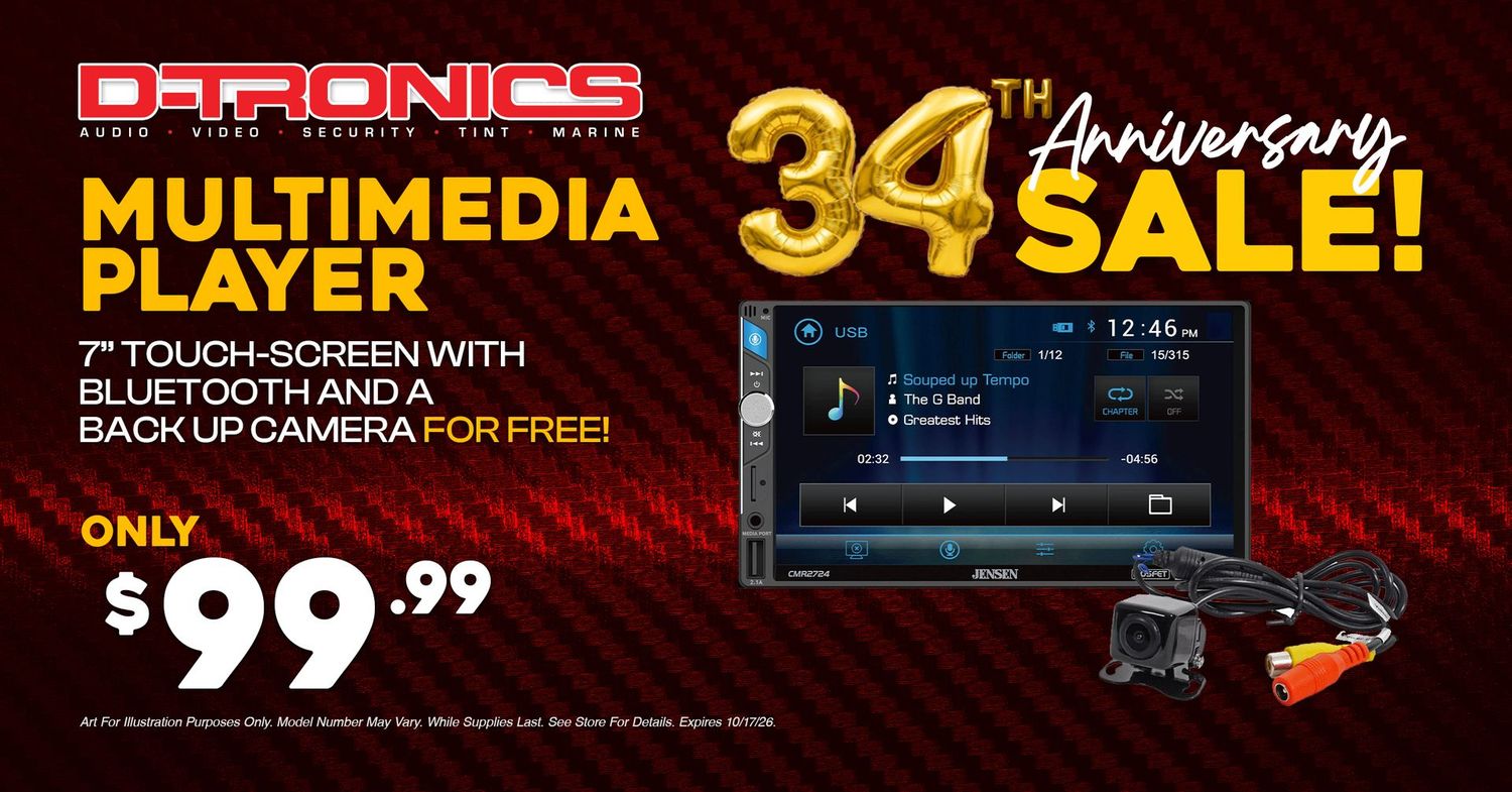 MULTIMEDIA PLAYER - 7" TOUCH-SCREEN WITH BLUETOOTH AND A BACK UP CAMERA FOR FREE