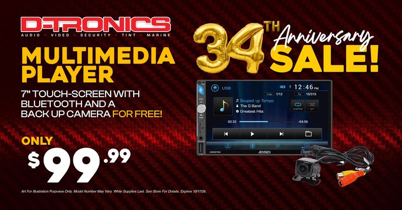 MULTIMEDIA PLAYER - 7" TOUCH-SCREEN WITH BLUETOOTH AND A BACK UP CAMERA FOR FREE
