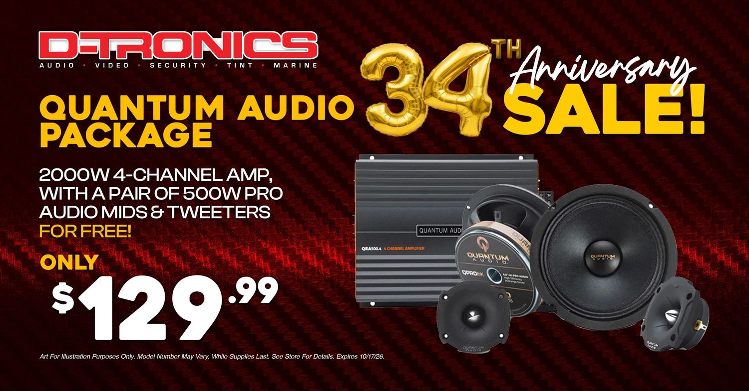 QUANTUM AUDIO PACKAGE - 2000W 4-CHANNEL AMP, WITH A PAIR OF 500W PRO AUDIO MIDS AND TWEETERS FOR FREE!