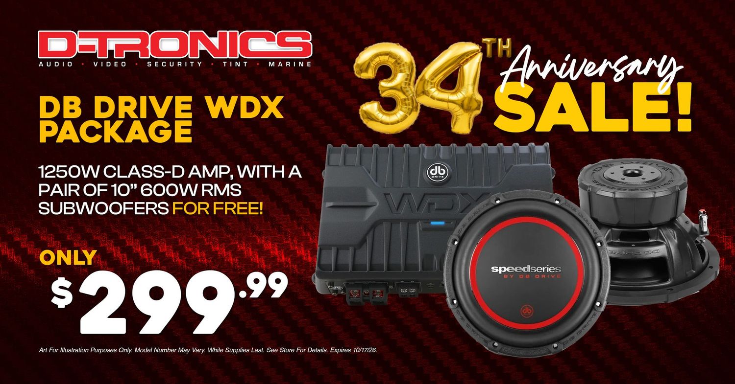 DB DRIVE WDX PACKAGE - 1250W CLASS-D AMP WITH A PAIR OF 10" 600W RMS SUBWOOFERS FOR FREE