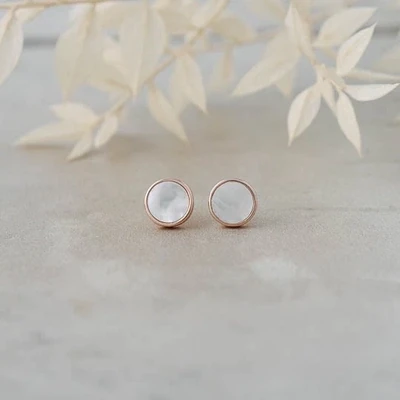 Glee Alluring Studs Mother of Pearl Rose Gold