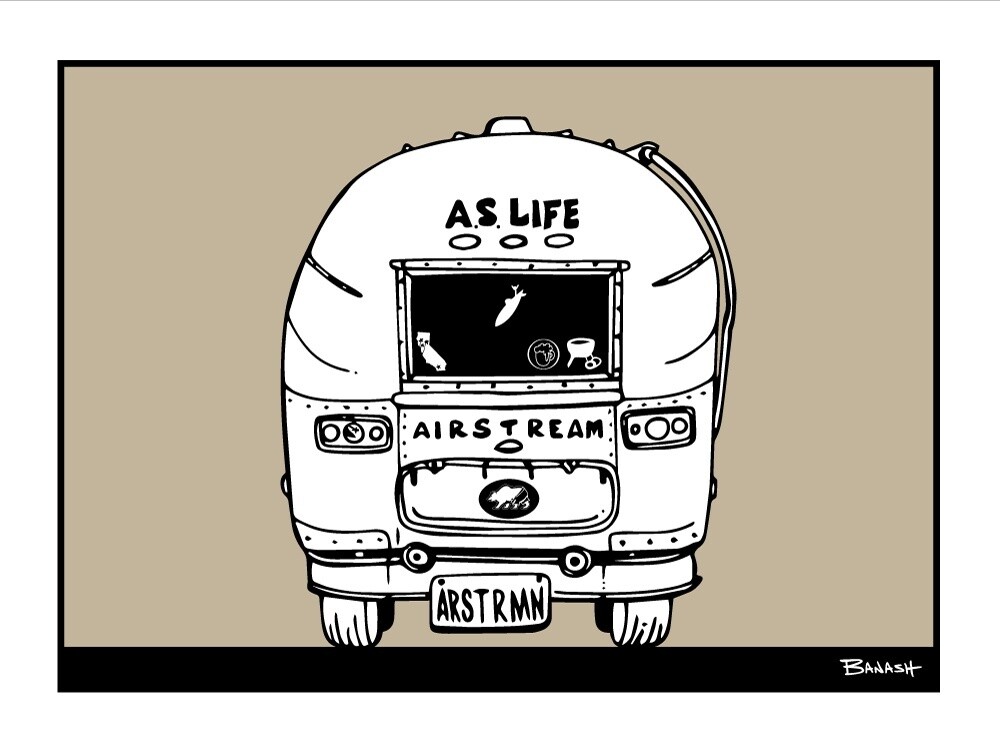 AIRSTREAM TAIL CATCH A HIGHWAY | LOOSE PRINT | ILLUSTRATION | LIFESTYLE | 3:4 RATIO