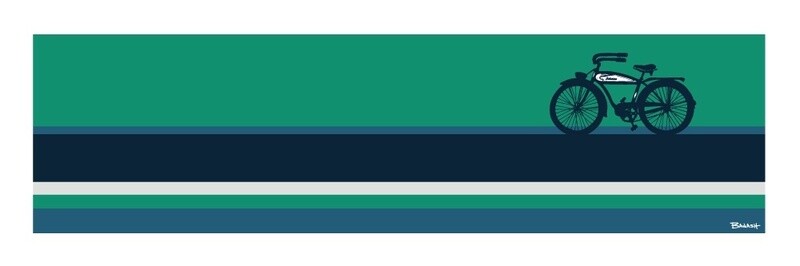 SCHWINN AUTOCYCLE . PALMS . OCEAN LINES . HORIZONTAL  | LOOSE PRINT | ILLUSTRATION | 1:3 RATIO