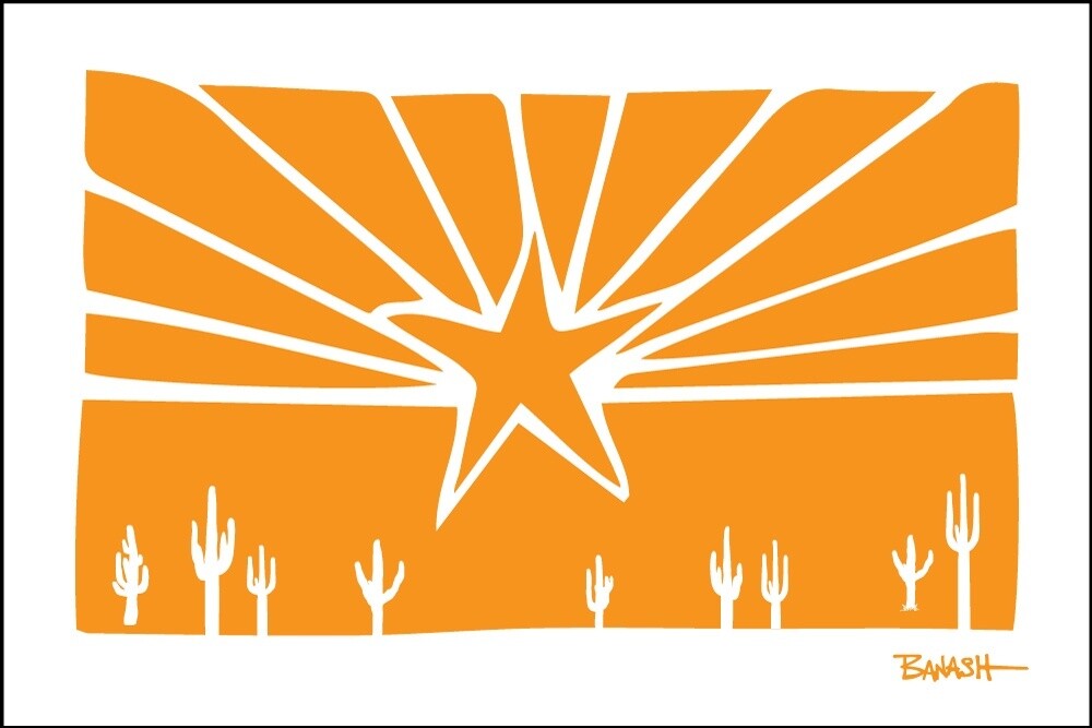 ARIZONA FLAG . CACTUS . ORANGE | CANVAS | ILLUSTRATION | 2:3 RATIO