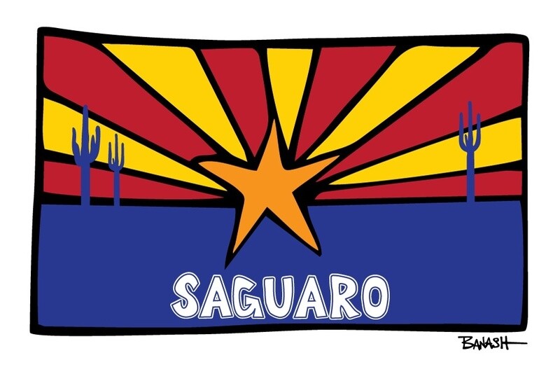 ARIZONA FLAG . SAGUARO | LOOSE PRINT | ILLUSTRATION | 2:3 RATIO