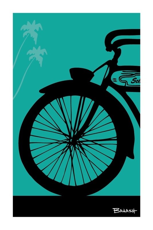 SCHWINN AUTOCYCLE . FRONT END . PALMS . COLOR SERIES | CANVAS | ILLUSTRATION | 2:3 RATIO