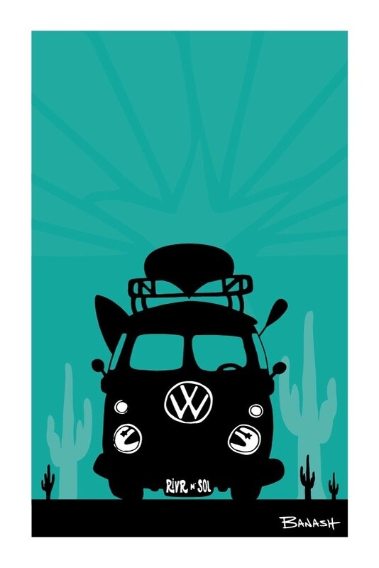 ARIZONA FADE FLAG . CANOE BUS GRILL . SEAFOAM | LOOSE PRINT | ILLUSTRATION | 2:3 RATIO