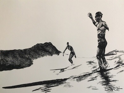 WAIKIKI SOUL SURFER | CANVAS | CHARCOAL | PIONEERS OF SURF | 3:4 RATIO