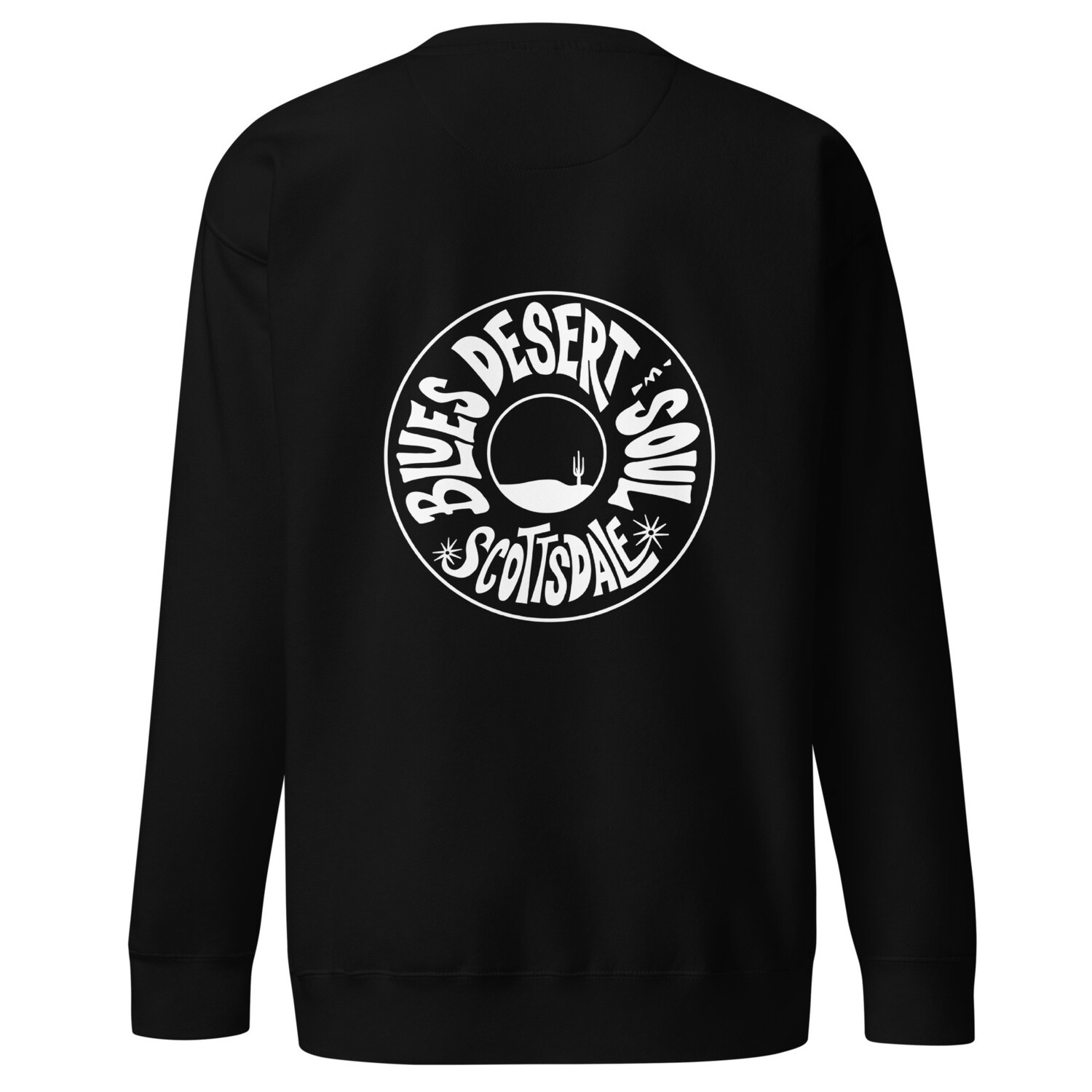 BLUES, DESERT &amp; SOUL | UNISEX PREMIUM CREWNECK SWEATSHIRT, COLOR: BLACK, Size: S