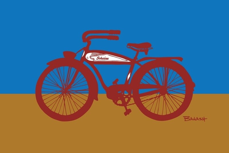 SCHWINN AUTOCYCLE . RED . SKY DESERT | LOOSE PRINT | ILLUSTRATION | 2:3 RATIO