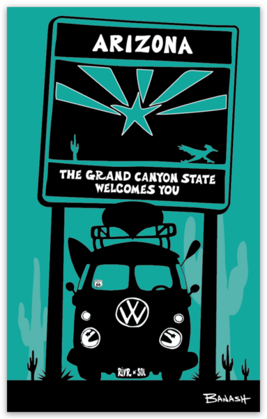 CANOE BUS GRILL . ARIZONA SIGN . SEAFOAM | RECTANGULAR STICKER