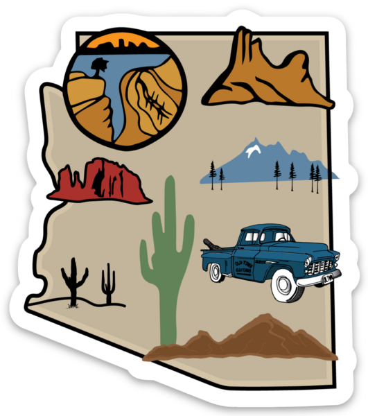 ARIZONA STATE MAP | DIE CUT STICKER, Size: 3x2.5
