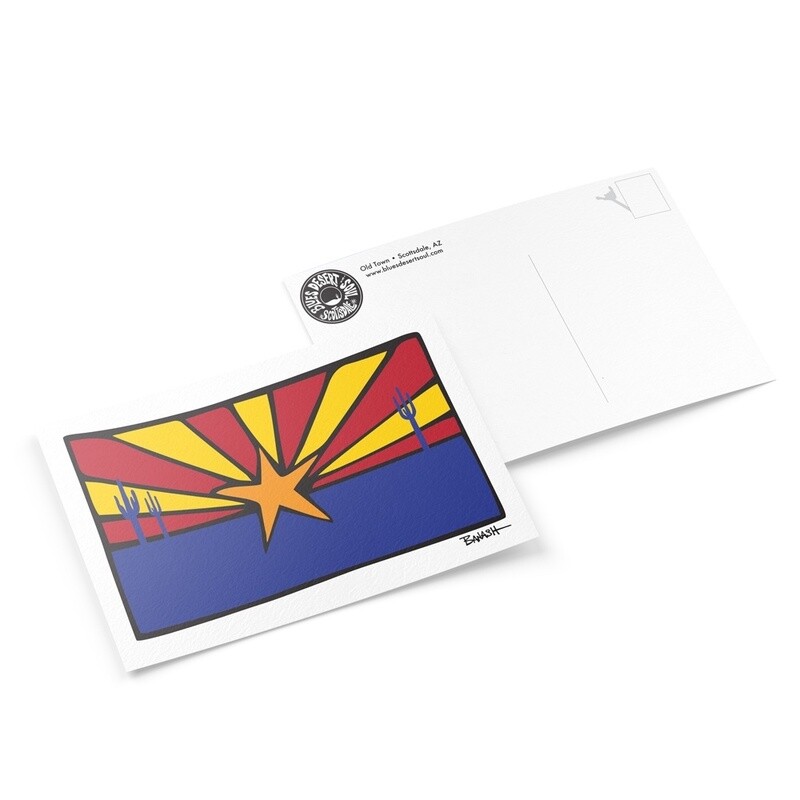ARIZONA STATE FLAG . CACTUS | 6&quot; x 9&quot; POSTCARD