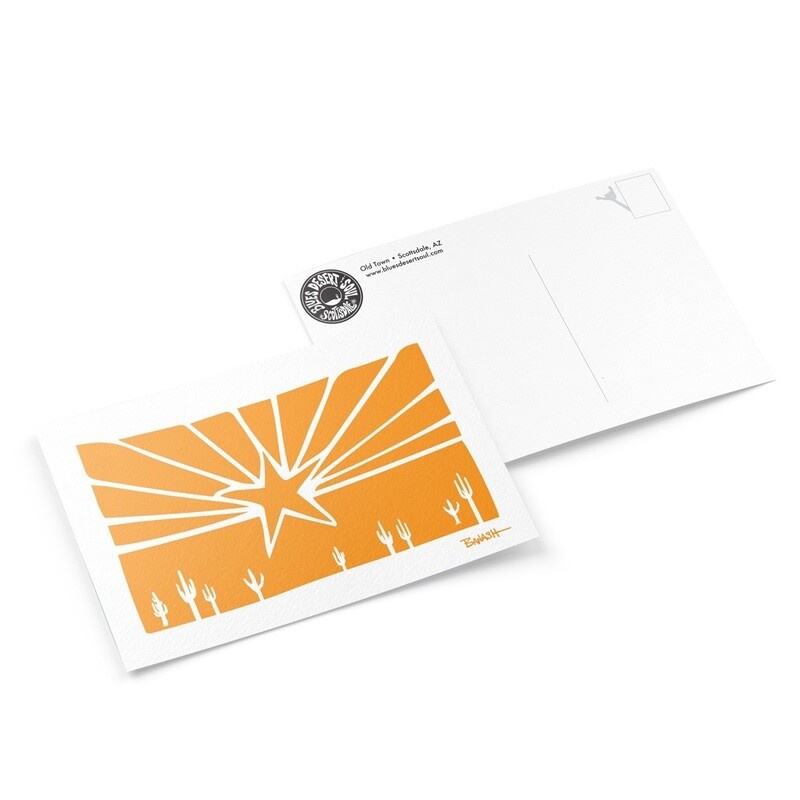 ARIZONA STATE FLAG . ORANGE . CACTUS | 6&quot; x 9&quot; POSTCARD