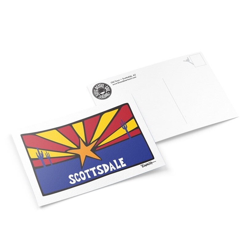 ARIZONA STATE FLAG . CACTUS . SCOTTSDALE | 6&quot; x 9&quot; POSTCARD