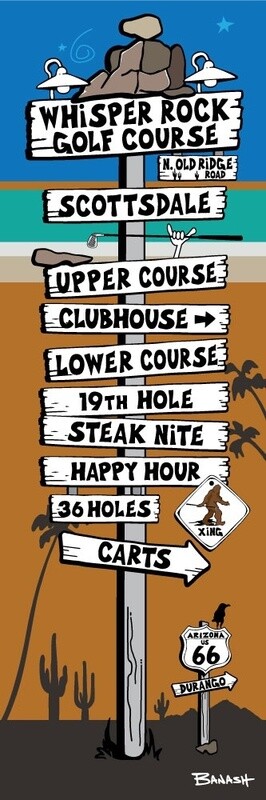 WHISPER ROCK GOLF COURSE SIGN POST | LOOSE PRINT | ILLUSTRATION | 1:3 RATIO