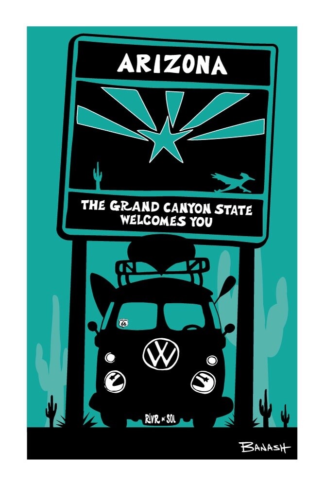 ARIZONA SIGN . CANOE BUS GRILL . SEAFOAM | CANVAS | ILLUSTRATION | 2:3 RATIO