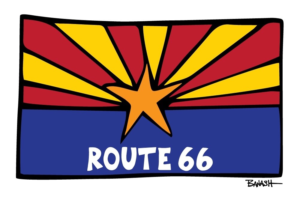 ARIZONA FLAG . ROUTE 66 | CANVAS | ILLUSTRATION | 2:3 RATIO