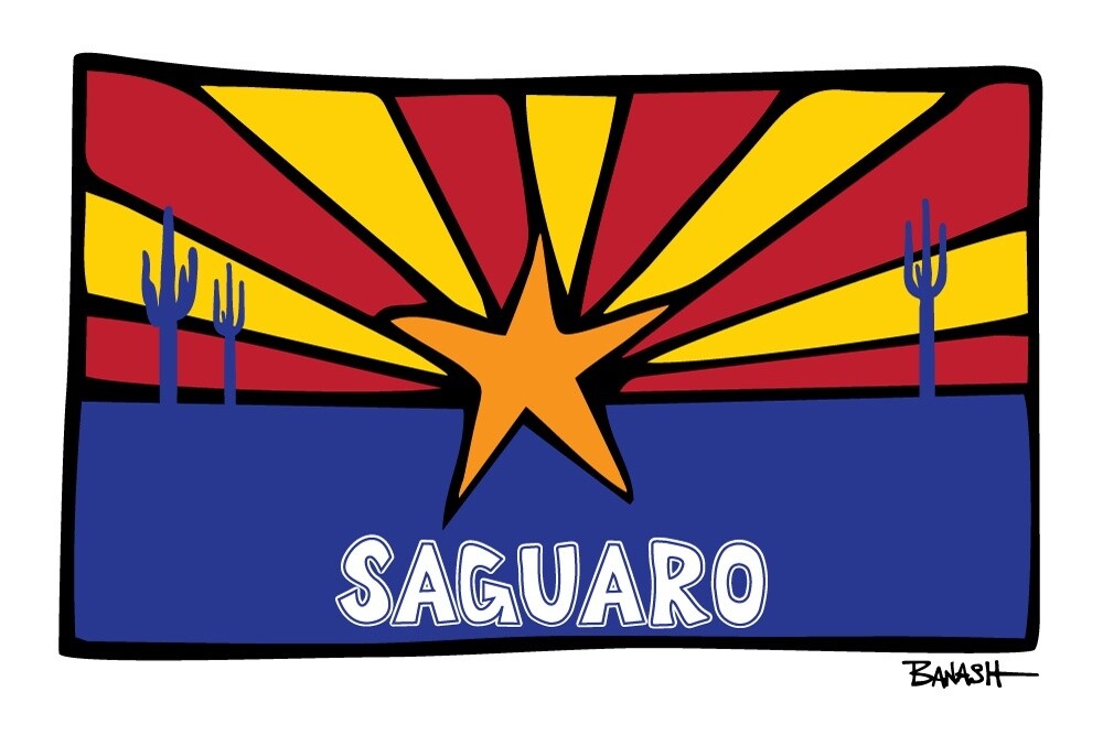 ARIZONA FLAG . SAGUARO | CANVAS | ILLUSTRATION | 2:3 RATIO