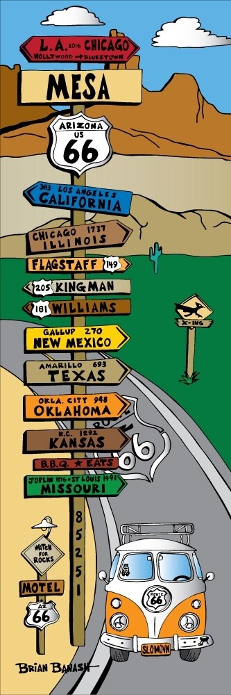MESA ROUTE 66 . TOWNS | CANVAS | ILLUSTRATION | 1:3 RATIO