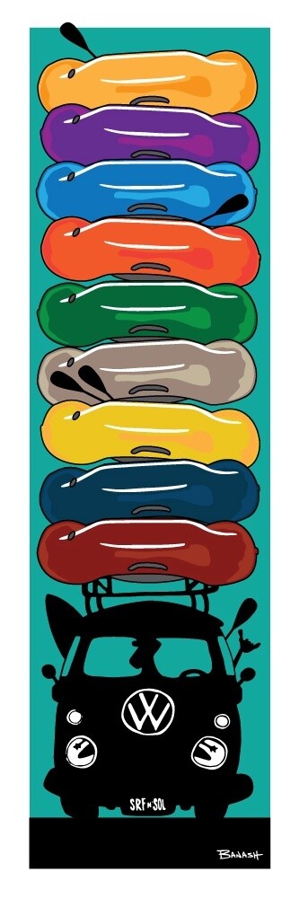 RAFTS STACKED . BUS GRILL . COLORED | CANVAS | ILLUSTRATION | LIFESTYLE | 1:3 RATIO