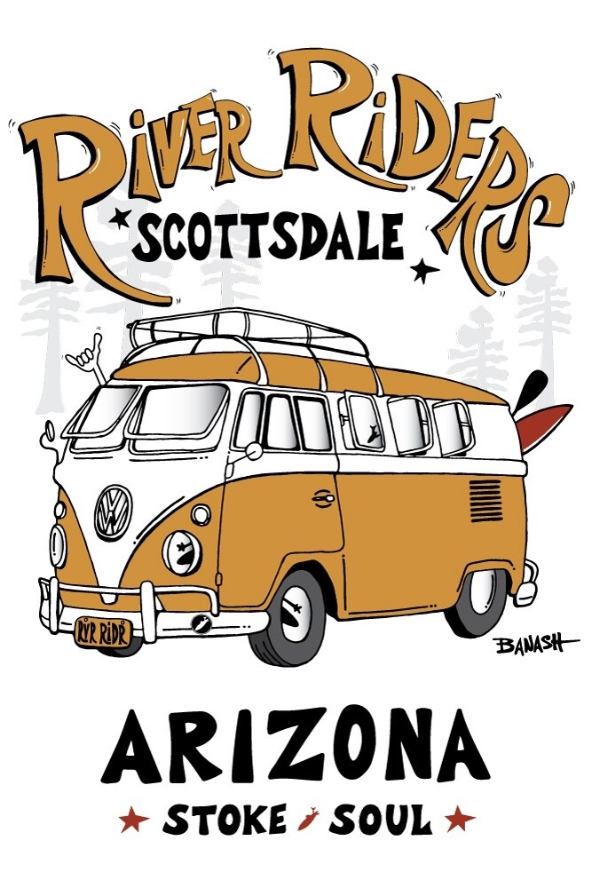 RIVER RIDERS . SCOTTSDALE . VW BUS | CANVAS | ILLUSTRATION | 2:3 RATIO