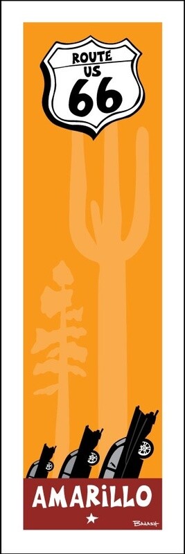 AMARILLO . ROUTE 66 . CADILLAC RANCH | LOOSE PRINT | ILLUSTRATION | 1:3 RATIO