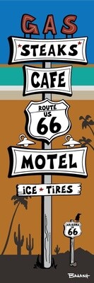 GAS STEAKS MOTEL SIGN POST | LOOSE PRINT | ILLUSTRATION | 1:3 RATIO